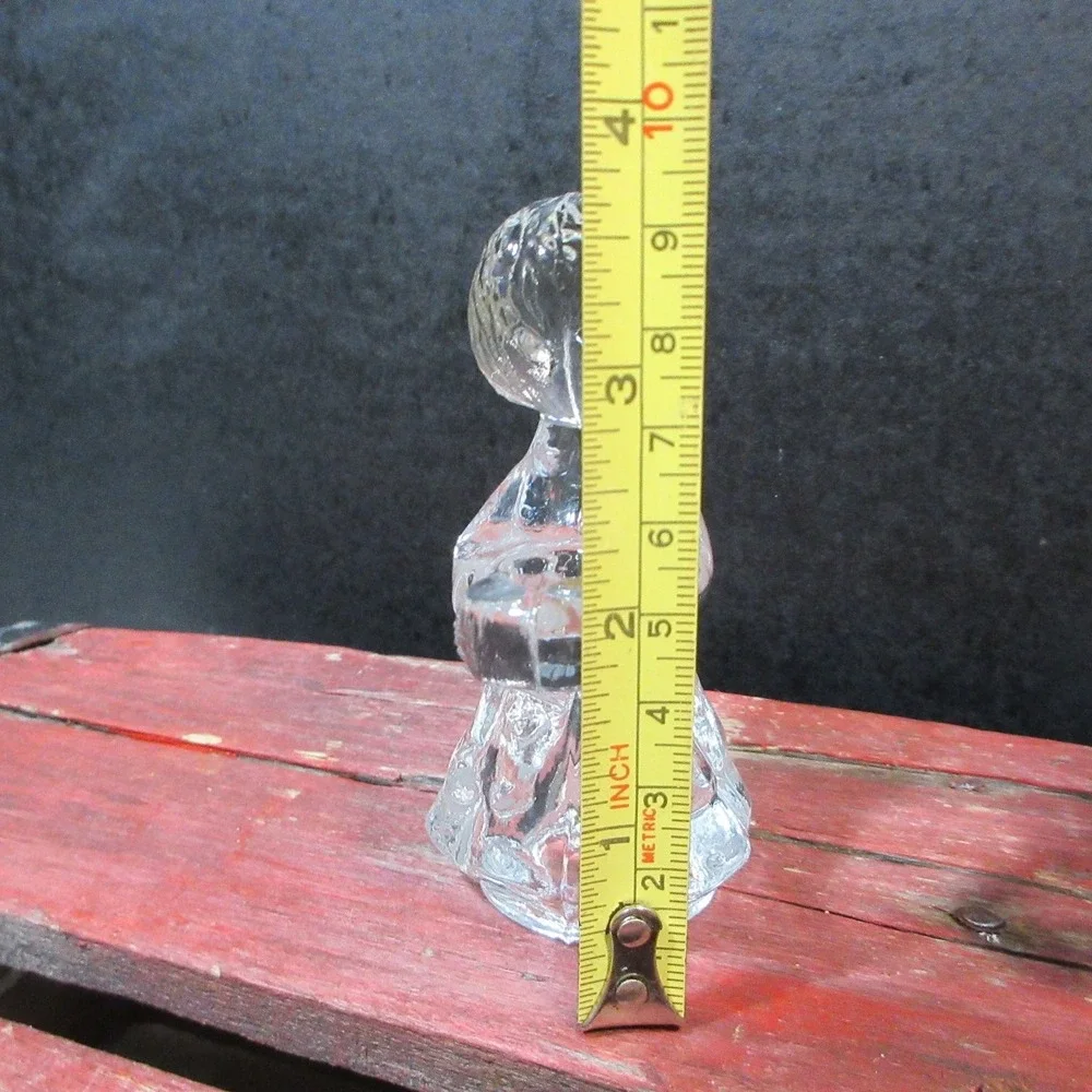 Vintage Clear Glass Cherub Angel Candle Holders Figurines Set of 2
